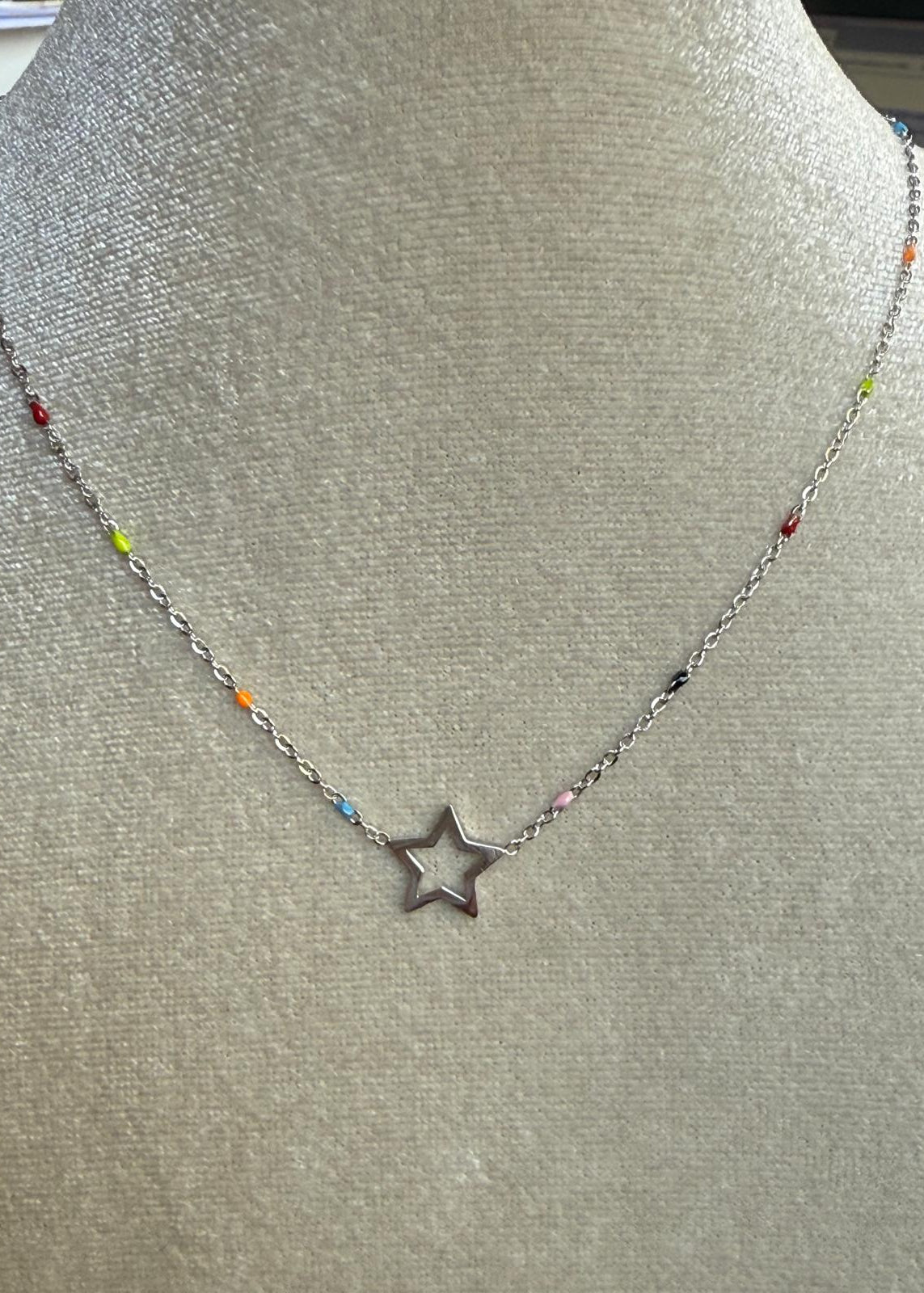 Collar Rainbow Star Plata