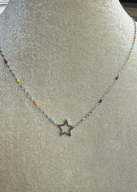 Collar Rainbow Star Plata
