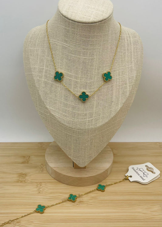 Conjunto Flor d’Argent Plata Verde