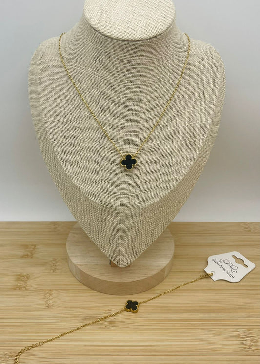 Conjunto Flor d’Argent Plata Negra flor única