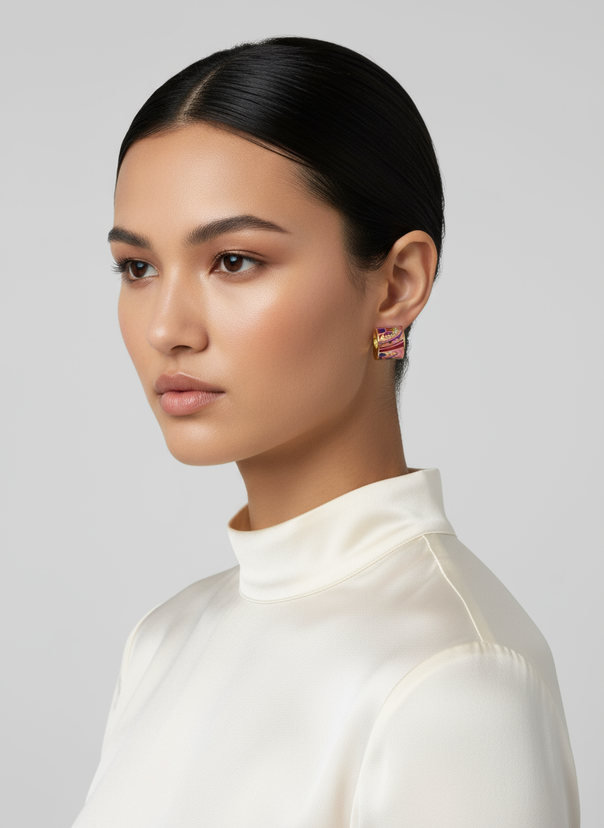 Pendientes Color Flow Rosas en modelo