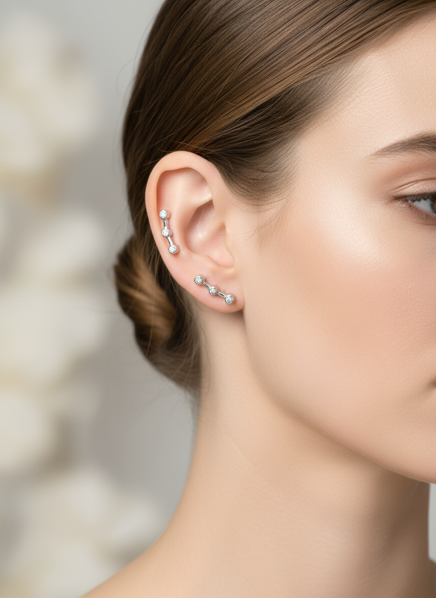 Pendientes Constelación en modelo profesional