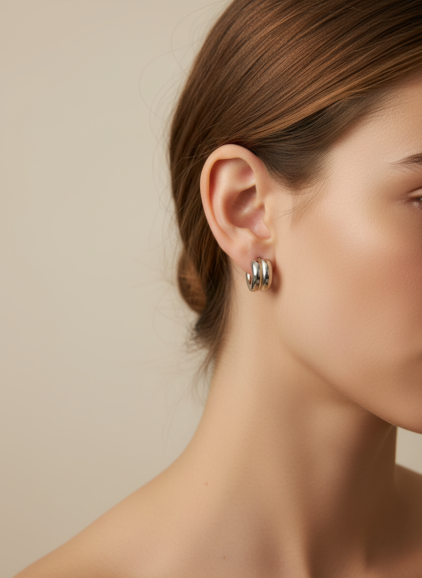 Pendientes Dúo Eterno en modelo profesional