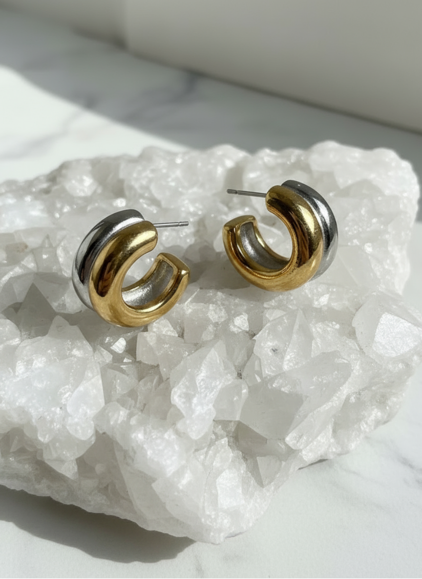 Pendientes Dúo Eterno en roca de mármol blanco