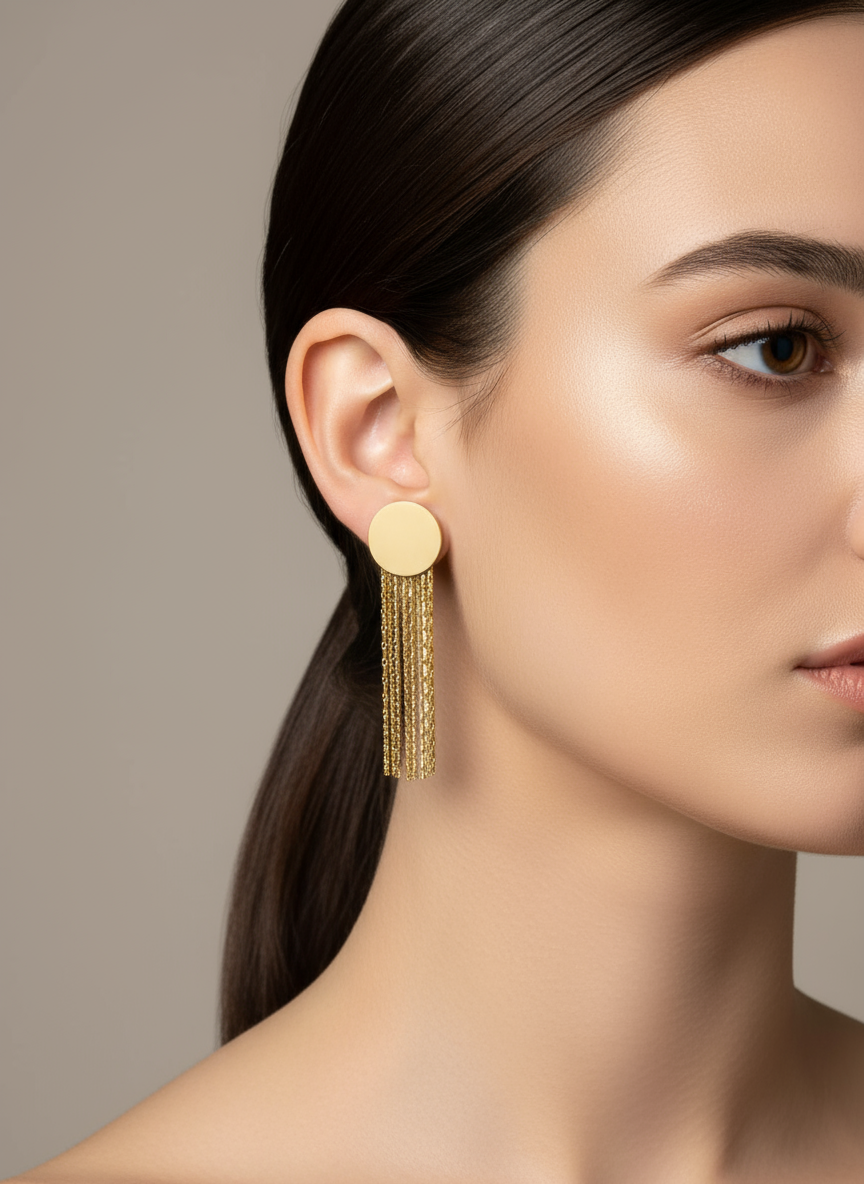 Pendientes dorados con flecos - versión pequeña