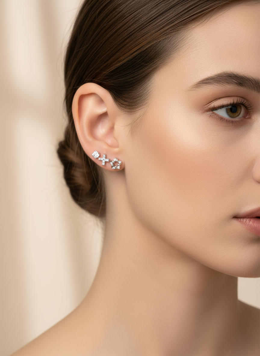 Pendientes Trío Luz en modelo